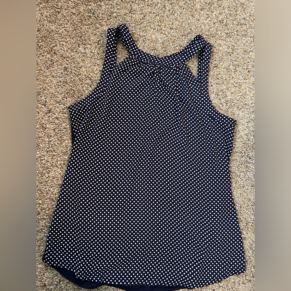 Express Navy & White Polkadot tank Size Small